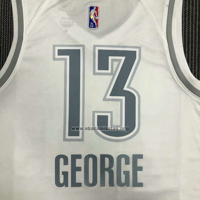 Camiseta Oklahoma City Thunder Paul George NO 13 Ciudad 2021-22 Blanco